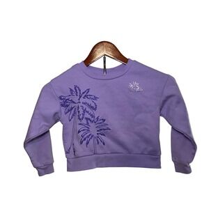 Skechers Kids Size 4T Purple Palm Tree Sun Graphic Crewneck Sweatshirt